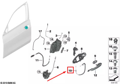 NEW BMW X6 G06 FRONT OUTSIDE DOOR HANDLE BOWD. CABLE 51217474622 7474622