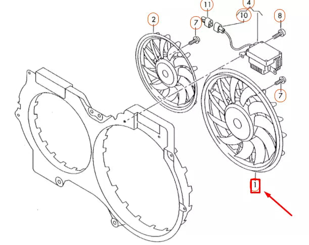 NEW AUDI A4 B7 LEFT RADIATOR FAN 8E0959455K ORIGINAL