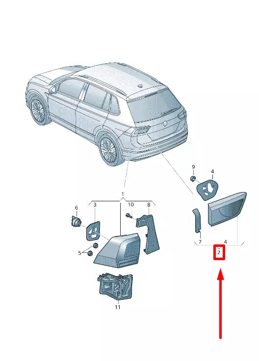 NEW VW TIGUAN AD1 REAR RIGHT TAILLIGHT RHD 5NA945308E 13962390 GENUNE ORIGINAL