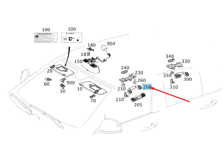 NEW MERCEDES-BENZ C W204 FRONT ROOF HANDLE GRAB BAR A20481000519051 ORIGINAL