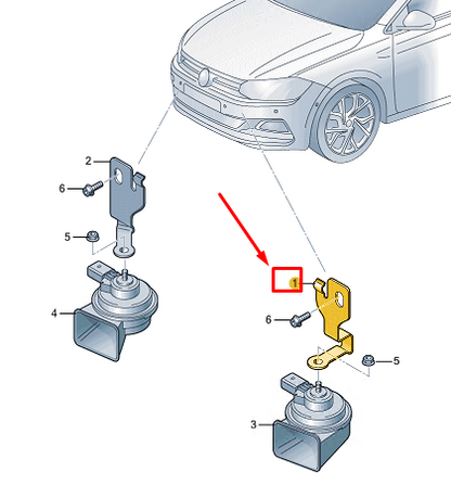 new vw polo aw mk6 high tone signal horn retainer 2g0951182b original
