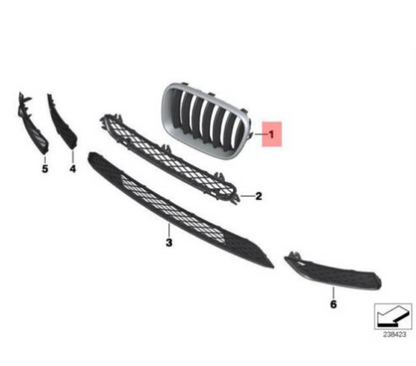 new bmw x3 f25 front right kidney grille 51117210726 original
