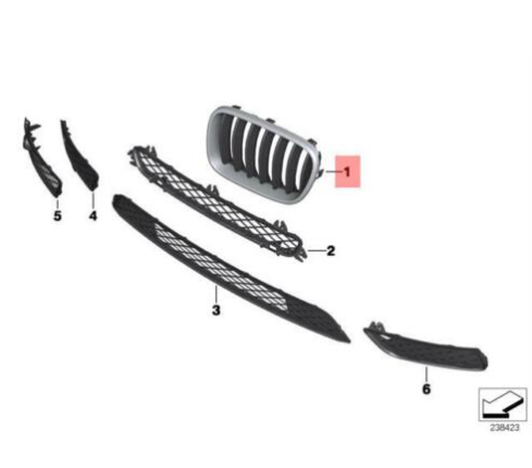 new bmw x3 f25 front right kidney grille 51117210726 original