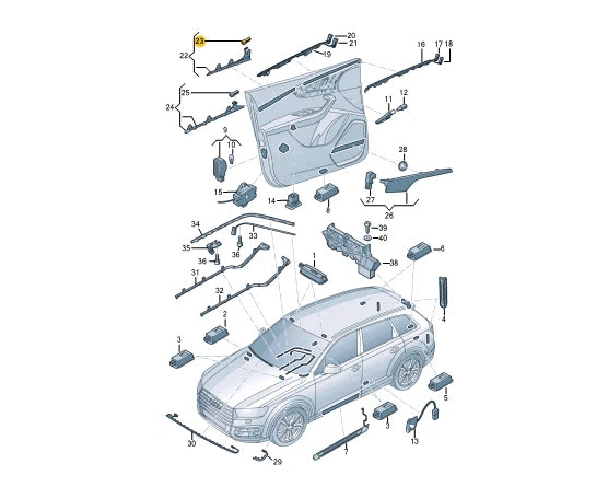 NEW AUDI Q7 4M REAR RIGHT DOOR PANEL CARD LIGHT MODULE 4M0947355B ORIGINAL