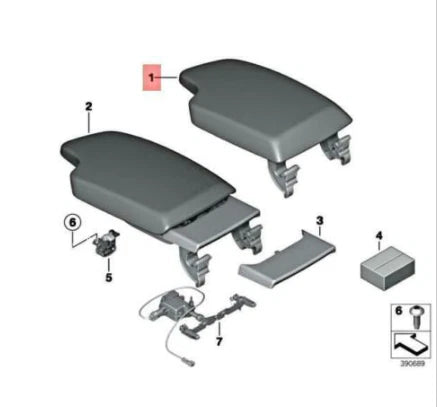 NEW BMW 3 F30 CENTER CONSOLE ARMREST COVER LEATHER 51169285129 ORIGINAL