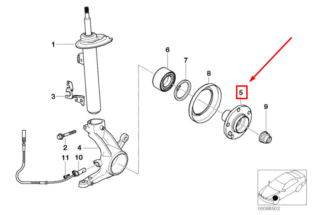 new bmw 3 e46 front wheel hub 1096423 31201096423 original