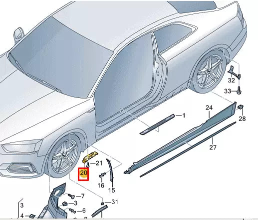 NEW AUDI A5 CABRIO 8W6 RIGHT WHEEL SPOILER BRACKET TRIM 8W6853922A ORIGINAL