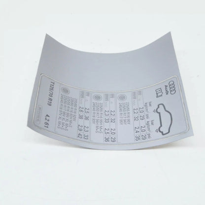 NEW AUDI A4 B8 TYRE PRESSURE DATA PLATE 8K0010502KL ORIGINAL