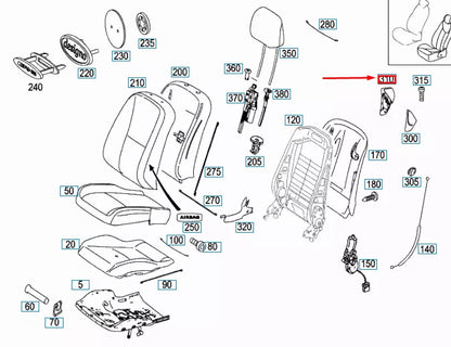 NEW MB CL C216 FRONT LEFT SEAT BACKREST RELEASE HANDLE A2169100171 ORIGINAL