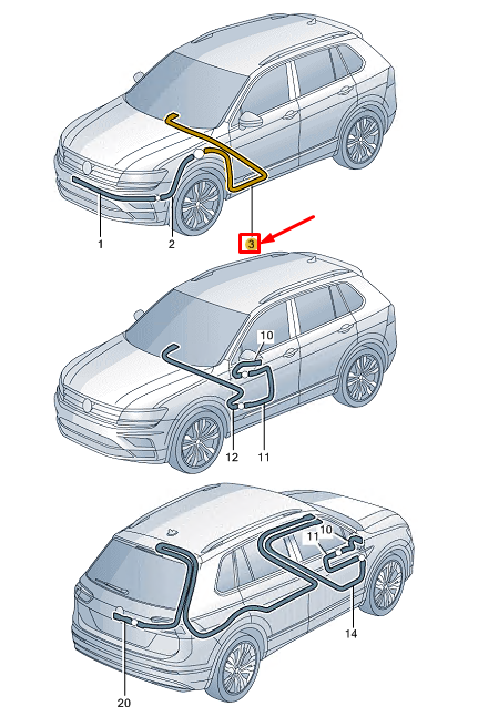 new vw tiguan ad front right data connection line lhd 5nb971192f original