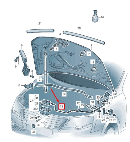 NEW VW PASSAT CC 35 FRONT HOOD LOCK CABLE 3C1823531 ORIGINAL