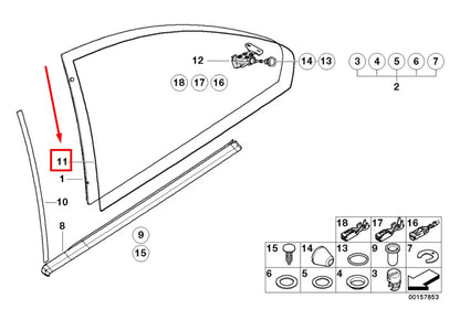NEW BMW 3 E46 REAR INNER VENT WINDOW MOLDING 51368252623 8252623 ORIGINAL