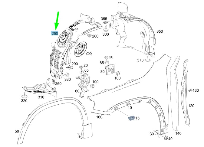 NEW MB GLB X247 FRONT LEFT WHEEL ARCH LINER FRONT PART A2478840300 ORIGINAL