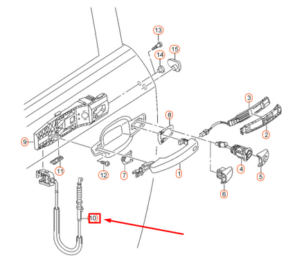 NEW AUDI A3 8V FRONT DOOR BOWDEN CABLE 5N0837017D ORIGINAL