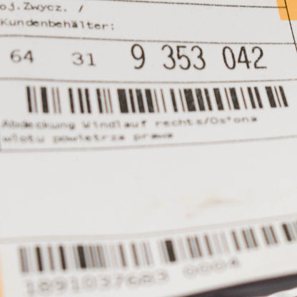 NEW BMW 3 F30 2.0D 85KW RIGHT APRON COVER 64319353042 2016 ORIGINAL