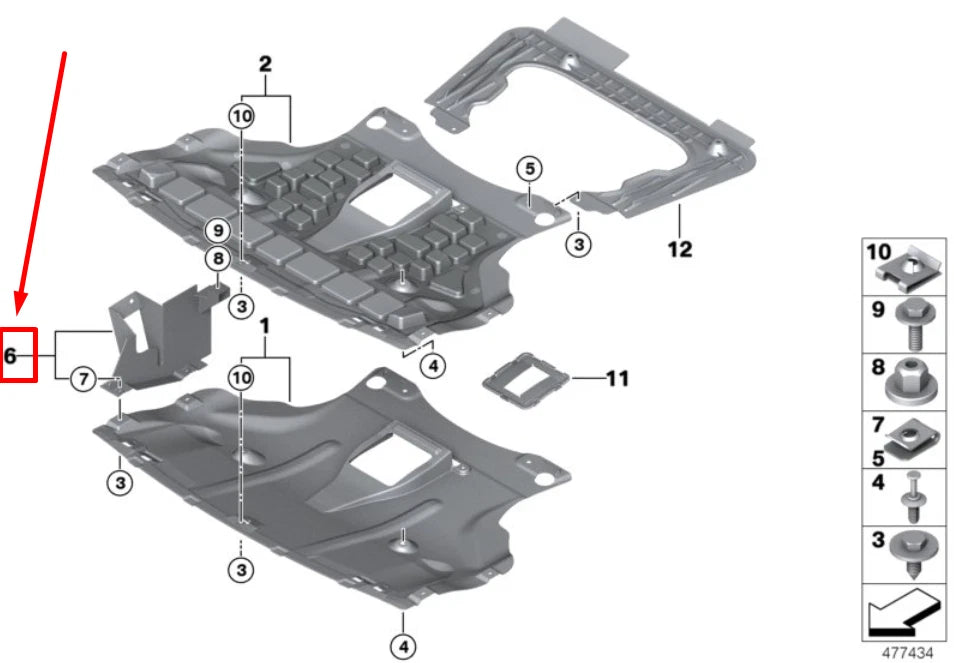 NEW BMW E83 LEFT ENGINE COMPART. PROTECTION BRACKET 3404139 51713404139 ORIGINAL