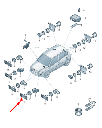new volkswagen tiguan 5n parking distance sensor holder 5n0919493f original