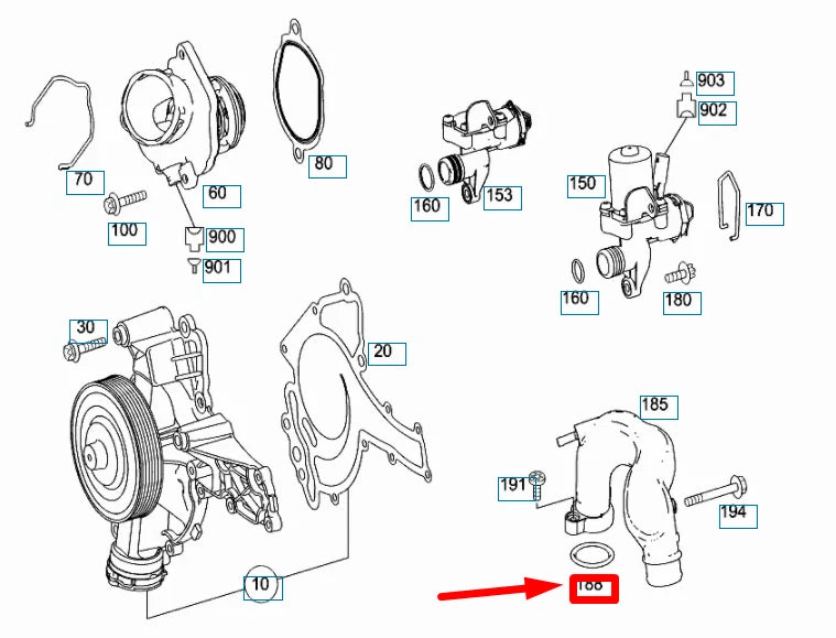 NEW MERCEDES-BENZ CLK C209 ENGINE COOLANT OUTLET GASKET A0139972745 ORIGINAL