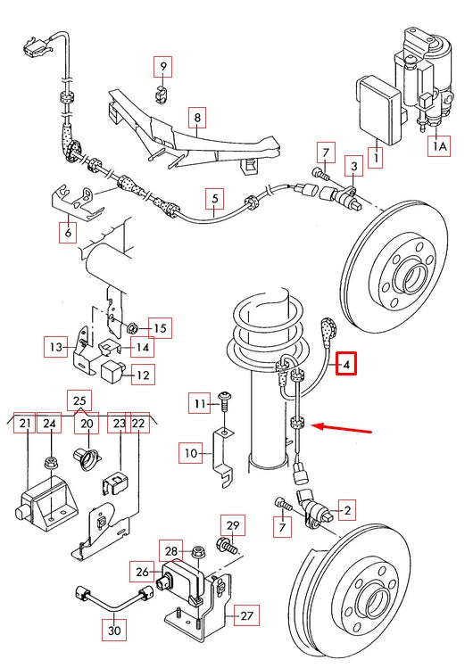 NEW AUDI A3 2003 FRONT LEFT SPEED SENSOR WIRING HARNESS 1J0927903R
