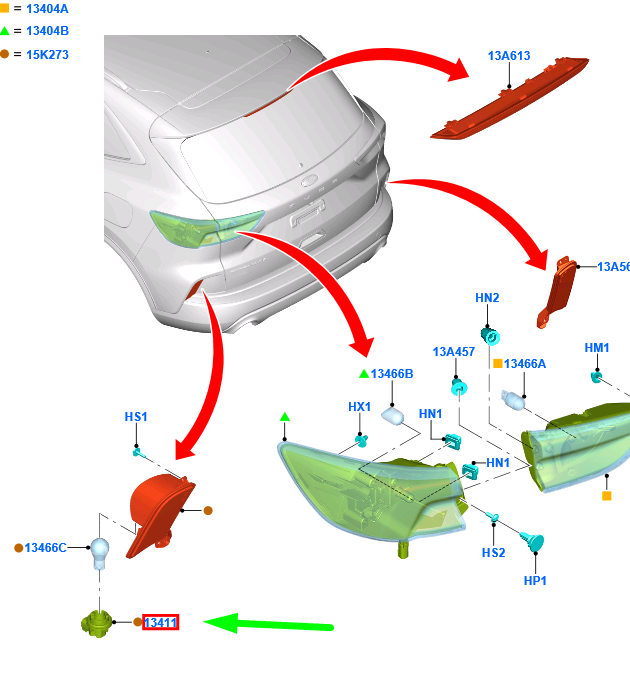 new ford kuga mk3 rear fog lamp socket assy 2274621 jd8a-13411-aa original