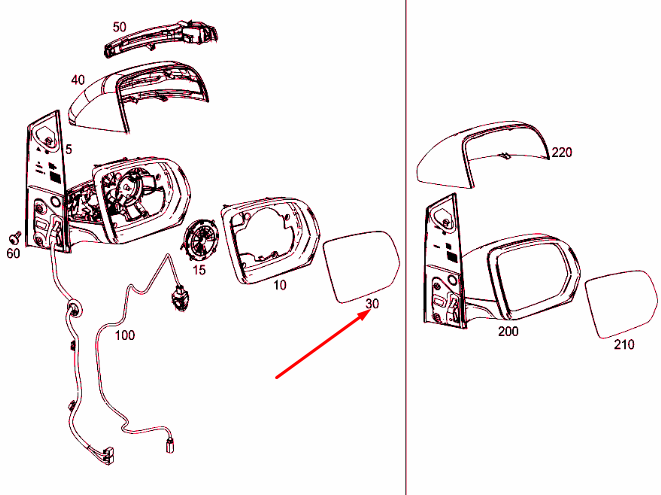 NEW MERCEDES-BENZ VITO W447 FRONT RIGHT DOOR MIRROR GLASS A4478111700 ORIGINAL