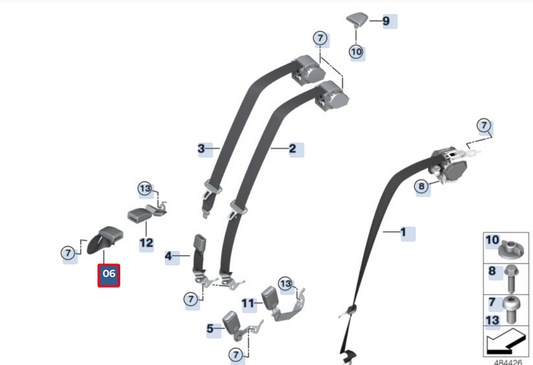 new bmw 5 g30 rear middle seat buckle lower 72117412785 original