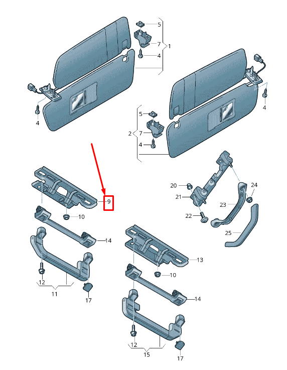 new vw touareg 7p front door interior handle bracket lhd 7p0857647c original