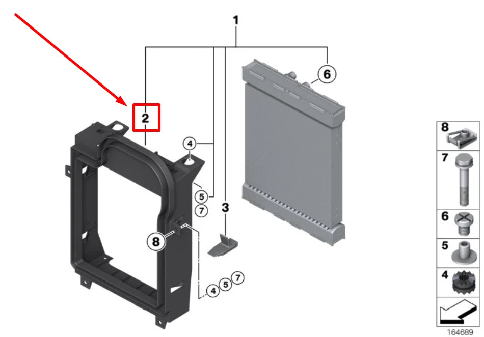 NEW BMW X5 E70 LEFT RADIATOR FRAME 17117586543 7586543 ORIGINAL