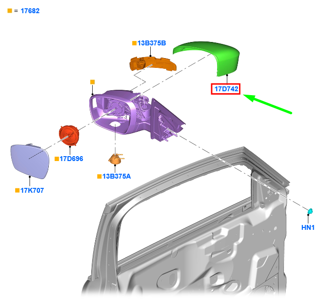 new ford galaxy mk3 front right door mirror cover 2182131 original