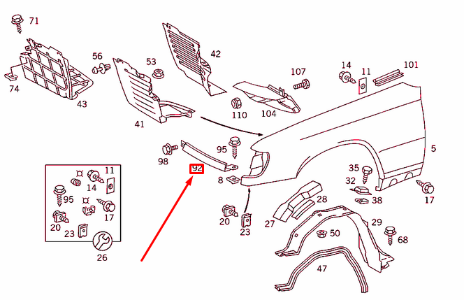 NEW MB E W124 FRONT LEFT BELOW LIGHTING UNIT PANELLING A1248891563 ORIGINAL