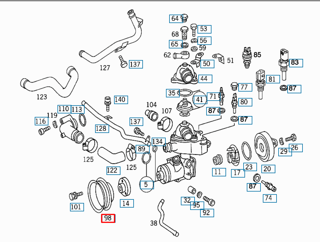 new mercedes-benz sl r129 engine coolant pump pulley a1042300115 original