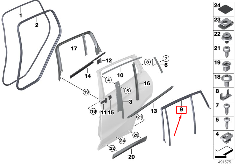 new bmw x4 f98 rear right door window guide trim 51357416500 original