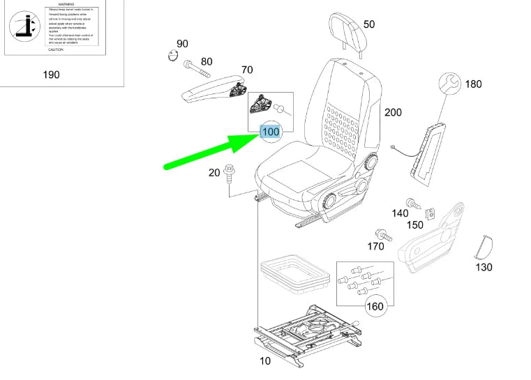 NEW MB SPRINTER W906 FRONT SEAT ARMREST REPAIR KIT A0009730800 ORIGINAL