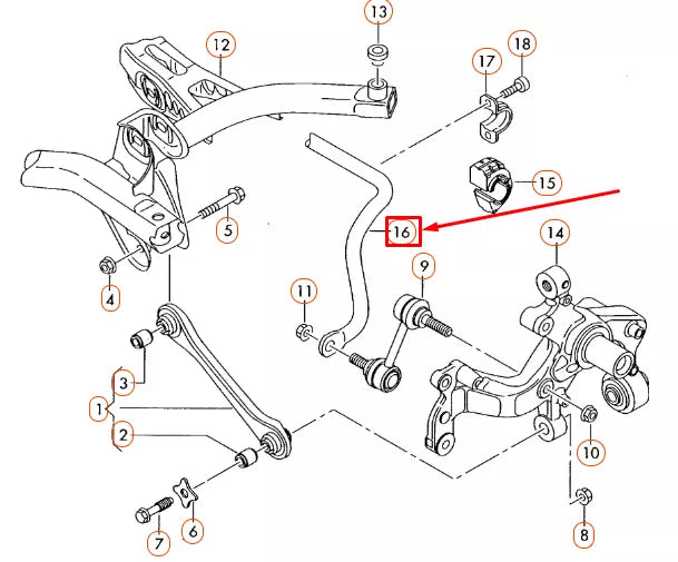 NEW AUDI A3 8P REAR ANTI ROLL BAR 1K0511409BN ORIGINAL