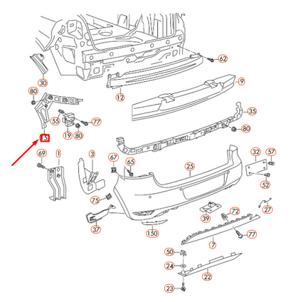 NEW VOLKSWAGEN GOLF MK6 REAR BUMPER LEFT GUIDE PROFILE 5K6807393C ORIGINAL