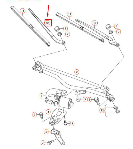 new audi a6 c6 front windshield right aero wiper arm lhd 4f1955408b original