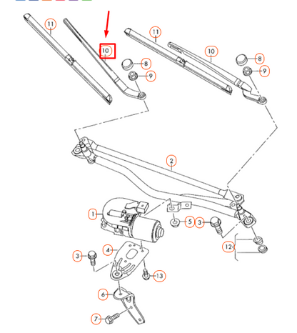 new audi a6 c6 front windshield right aero wiper arm lhd 4f1955408b original