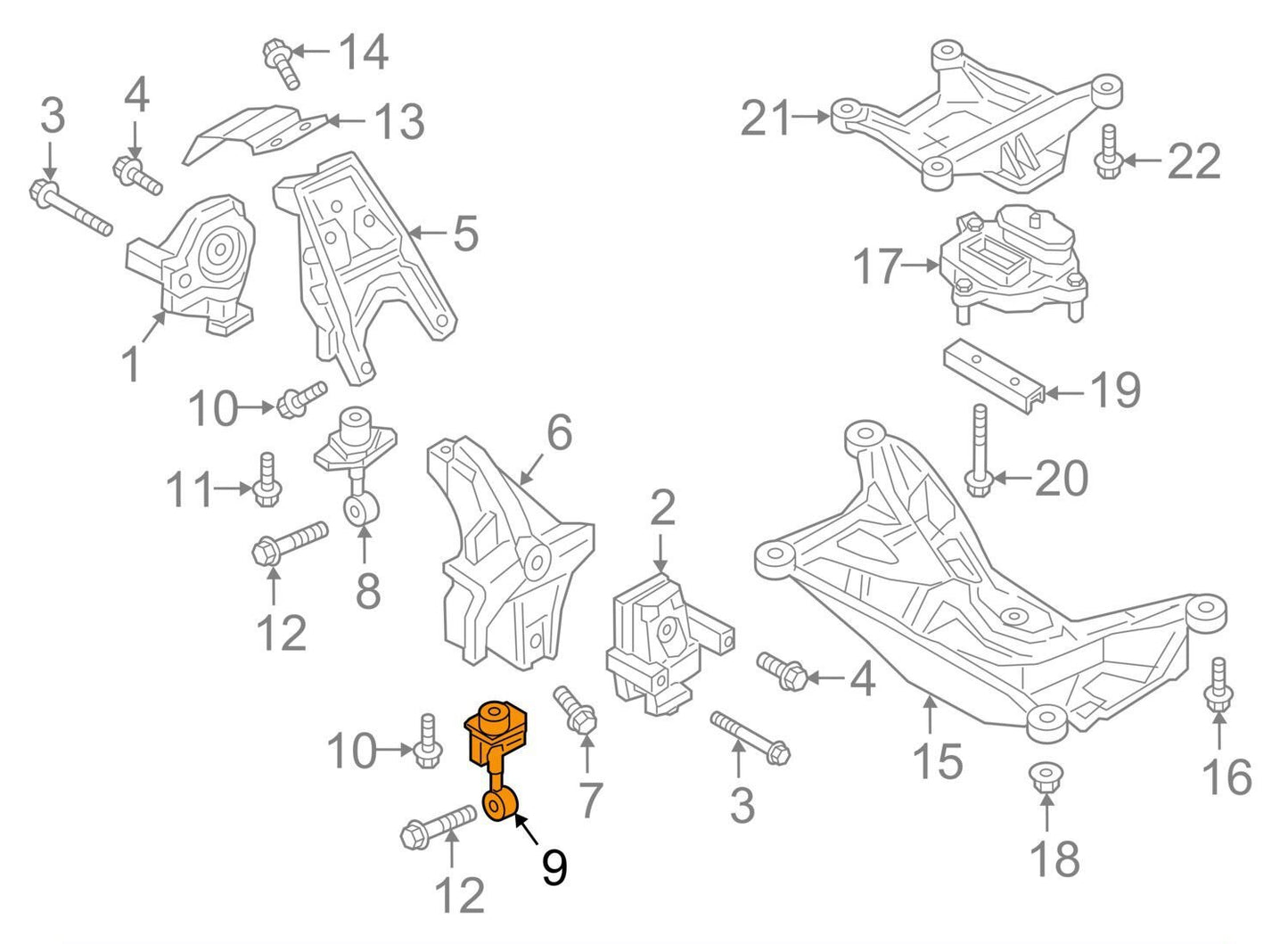 NEW AUDI Q7 4M LEFT ENGINE MOUNT PART 4M0199869AM ORIGINAL