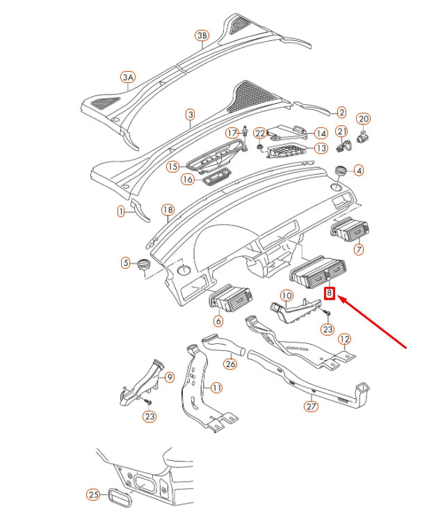 NEW VOLKSWAGEN PASSAT B8 INSTRUMENT PANEL CENTER AIR VENT 561819728DMAI ORIGINAL