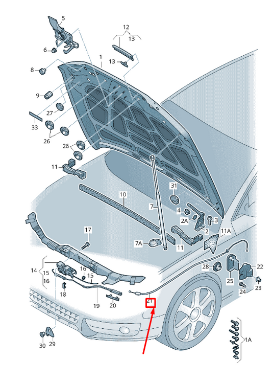 new audi q5 8r rear bonnet lock cable rhd 8r2823535 original