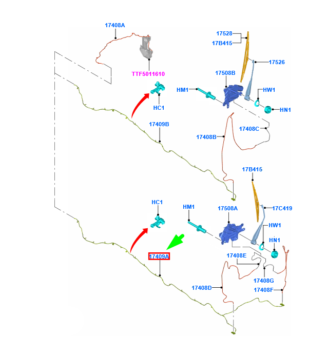 new ford transit custom mk1 rear windshield washer hose 2080401 original