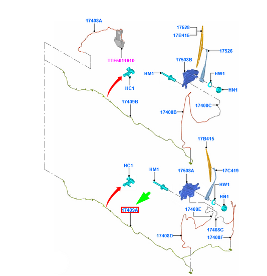new ford transit custom mk1 rear windshield washer hose 2080401 original