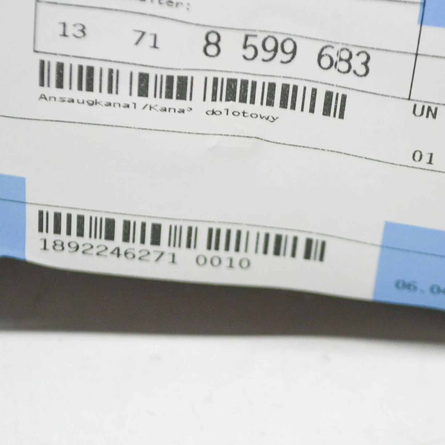 NEW BMW 5 G30 AIR INTAKE TUBE DUCT 13718599683 8599683 ORIGINAL