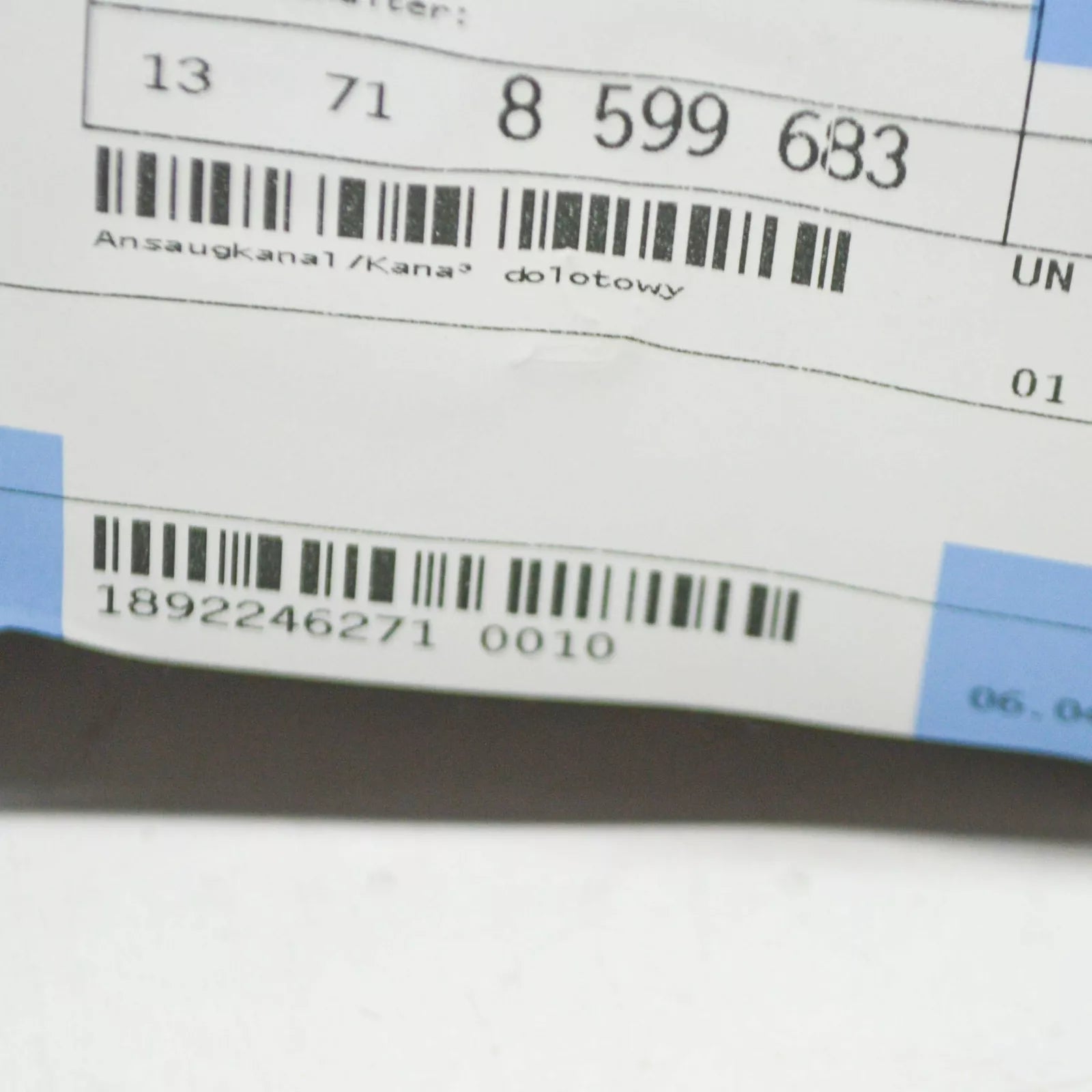 NEW BMW 5 G30 AIR INTAKE TUBE DUCT 13718599683 8599683 ORIGINAL