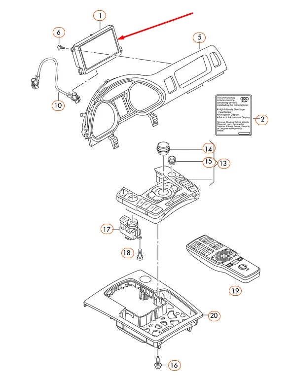 NEW AUDI Q7 4L MMI NAVI SCREEN DISPLAY 8R0919604A ORIGINAL