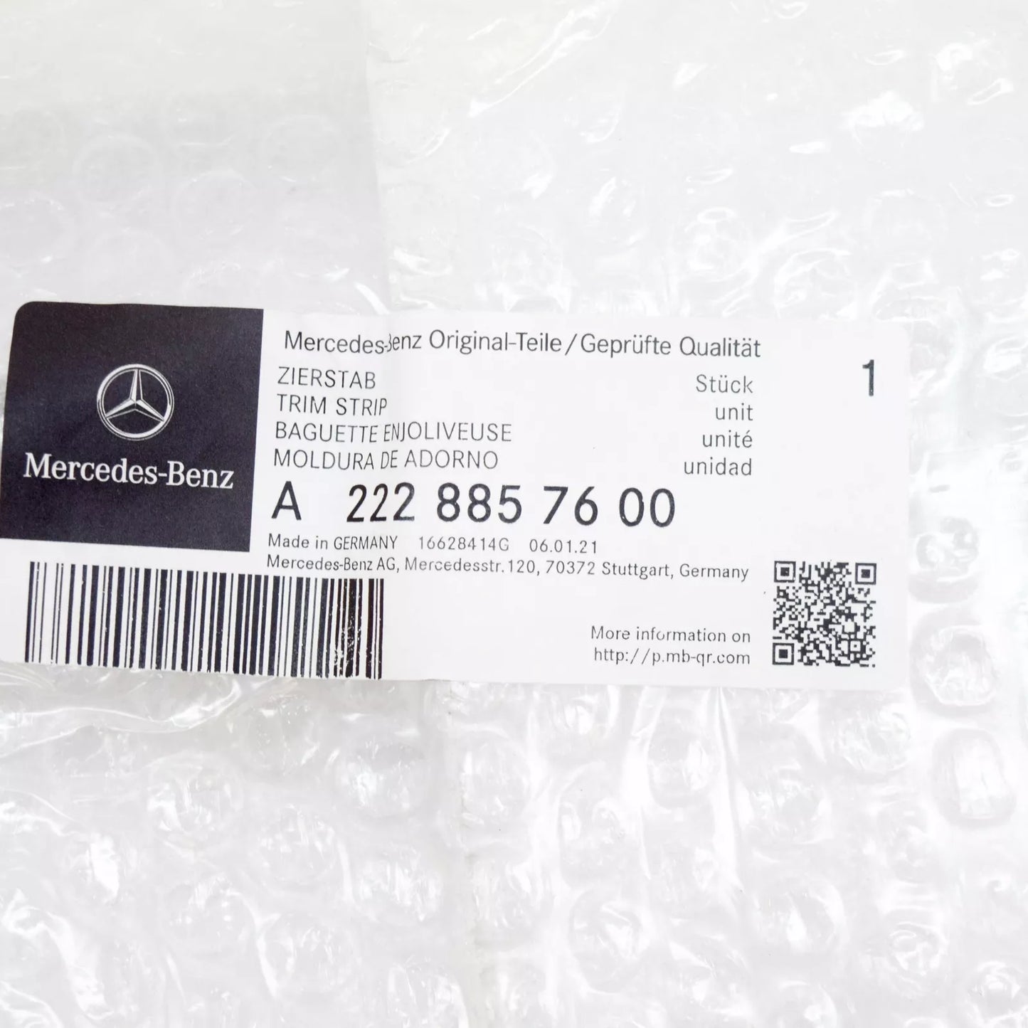 NEW MERCEDES-BENZ S W222 FRONT BUMPER ORNAMENTAL TRIM A2228857600 ORIGINAL