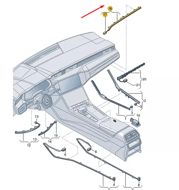 NEW AUDI A6 C8 RIGHT FIBRE OPTIC CONDUCTOR LHD 4K1947198A