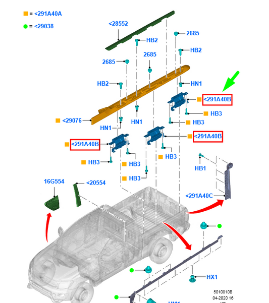 new ford ranger t6 mk1 body side moulding ab39-26291a34-ce 5211022 original