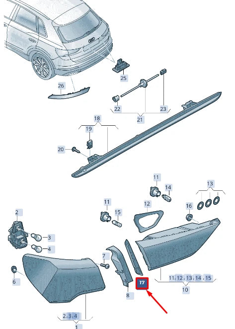 NEW AUDI Q3 F3 REAR LEFT TAIL LIGHT TRIM 83A945255