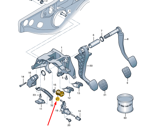 NEW AUDI A4 B8 CLUTCH PEDAL OVER-CENTER SPRING LHD 4F0721409 ORIGINAL